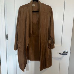 Long faux suede blazer